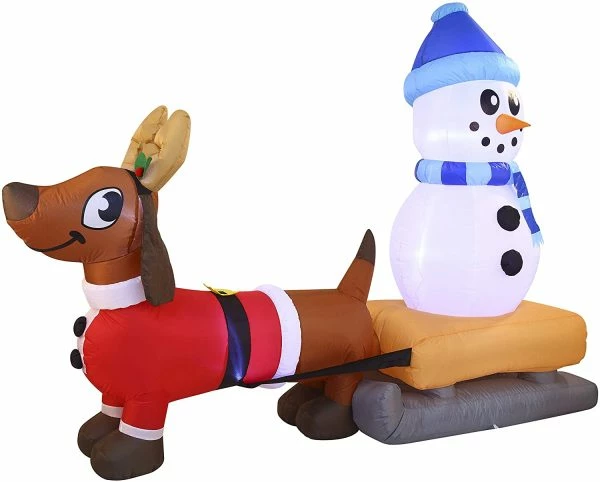 Joiedomi 8ft Long Christmas Inflatable Weiner Dog Yard Decor 4 Joiedomi 8ft Long Christmas Inflatable Weiner Dog Yard Decor - Image 2