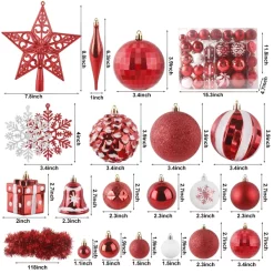Joiedomi 72pcs Red And White Christmas Ornaments -Christmas Ornaments Sales Store 72Pcs Assorted Christmas Tree Ornaments Red White 5 600x600 1