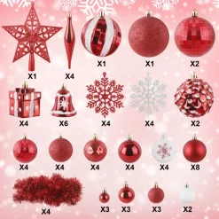 Joiedomi 72pcs Red And White Christmas Ornaments -Christmas Ornaments Sales Store 72Pcs Assorted Christmas Tree Ornaments Red White 6 600x600 1