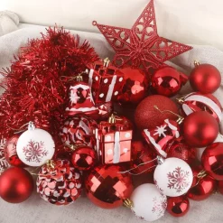 Joiedomi 72pcs Red And White Christmas Ornaments -Christmas Ornaments Sales Store 72Pcs Assorted Christmas Tree Ornaments Red White 7 600x600 1