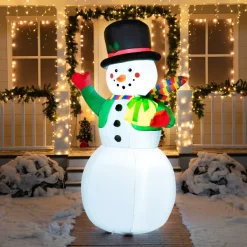 Joiedomi 7ft LED Blow Up Snowman With Present Gift -Christmas Ornaments Sales Store 7ft LED Blow Up Snowman With Present Gift 4 600x600 1