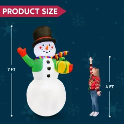 Joiedomi 7ft LED Blow Up Snowman With Present Gift -Christmas Ornaments Sales Store 7ft LED Blow Up Snowman With Present Gift 5 600x600 1