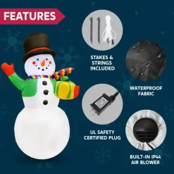 Joiedomi 7ft LED Blow Up Snowman With Present Gift -Christmas Ornaments Sales Store 7ft LED Blow Up Snowman With Present Gift 6 600x600 1