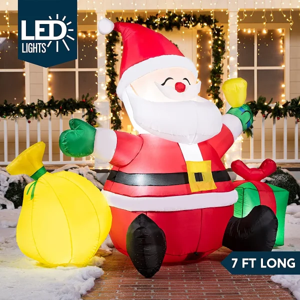Joiedomi 7ft LED Christmas Decoration Inflatable Santa Claus 4 Joiedomi 7ft LED Christmas Decoration Inflatable Santa Claus - Image 2