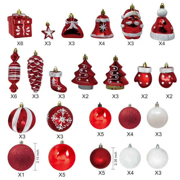 Joiedomi 81pcs Red And White Christmas Ball Ornaments 4 Joiedomi 81pcs Red And White Christmas Ball Ornaments - Image 2