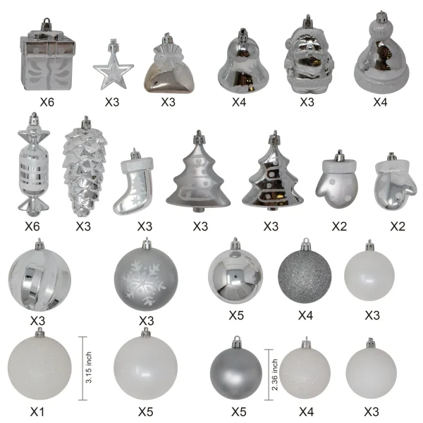 Joiedomi 81pcs White And Silver Christmas Ornaments 5 Joiedomi 81pcs White And Silver Christmas Ornaments - Image 3