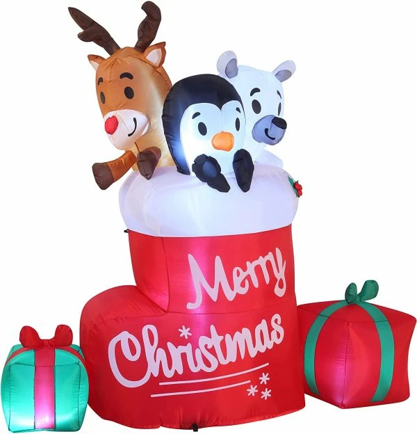 Joiedomi 6ft Tall LED Inflatable Christmas Stocking 4 Joiedomi 6ft Tall LED Inflatable Christmas Stocking - Image 2
