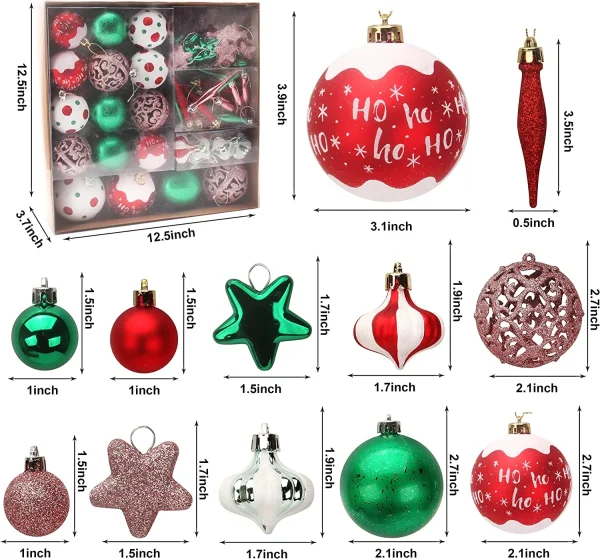 Joiedomi 76pcs Red And Green Christmas Ornaments 6 Joiedomi 76pcs Red And Green Christmas Ornaments - Image 4