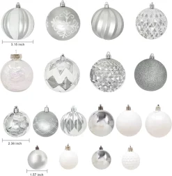 Joiedomi 87pcs Christmas White And Silver Ornaments -Christmas Ornaments Sales Store 87ct Assorted Red amp White Christmas Ornaments Set with Pine Corn 3 result 2 600x611 1
