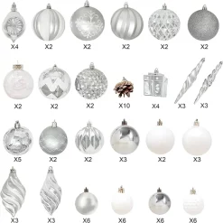 Joiedomi 87pcs Christmas White And Silver Ornaments -Christmas Ornaments Sales Store 87ct Assorted Red amp White Christmas Ornaments Set with Pine Corn 4 result 1 600x599 1