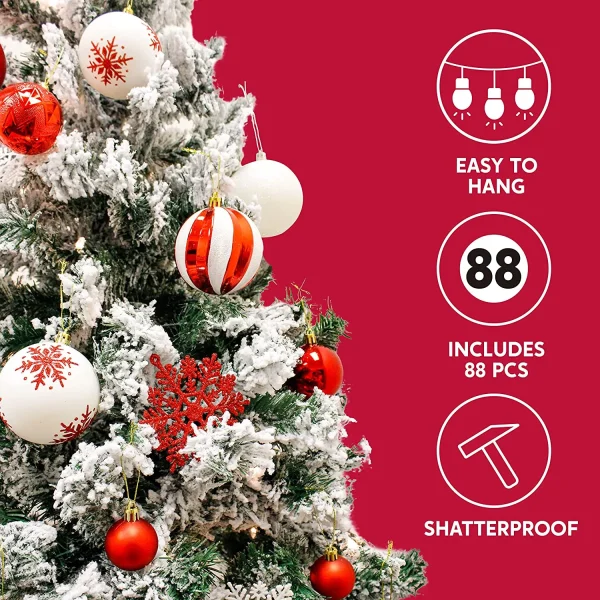 Joiedomi 88pcs Red And White Christmas Shatterproof Ornaments 4 Joiedomi 88pcs Red And White Christmas Shatterproof Ornaments - Image 2
