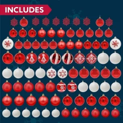Joiedomi 88pcs Red And White Christmas Shatterproof Ornaments 13 Joiedomi 88pcs Red And White Christmas Shatterproof Ornaments -Christmas Ornaments Sales Store 88Pcs Christmas Ornaments Red and White 4 600x600 1