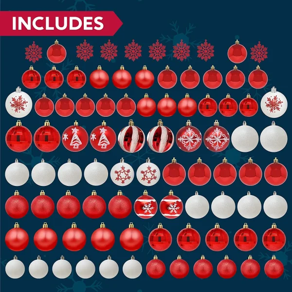 Joiedomi 88pcs Red And White Christmas Shatterproof Ornaments 8 Joiedomi 88pcs Red And White Christmas Shatterproof Ornaments - Image 6