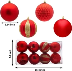 Joiedomi 8pcs Shatterproof Red Christmas Ball Ornaments 3.94in -Christmas Ornaments Sales Store 8Pcs Red Christmas Ornaments 3.94in 5 result 600x592 1
