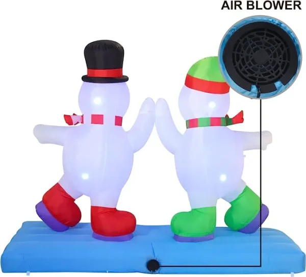 Joiedomi 8ft Inflatable LED High Five Snowman Ice Skating 6 Joiedomi 8ft Inflatable LED High Five Snowman Ice Skating - Image 4
