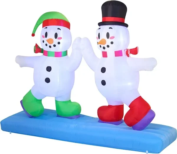 Joiedomi 8ft Inflatable LED High Five Snowman Ice Skating 4 Joiedomi 8ft Inflatable LED High Five Snowman Ice Skating - Image 2