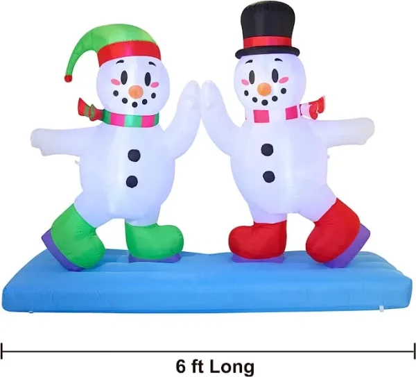 Joiedomi 8ft Inflatable LED High Five Snowman Ice Skating 5 Joiedomi 8ft Inflatable LED High Five Snowman Ice Skating - Image 3