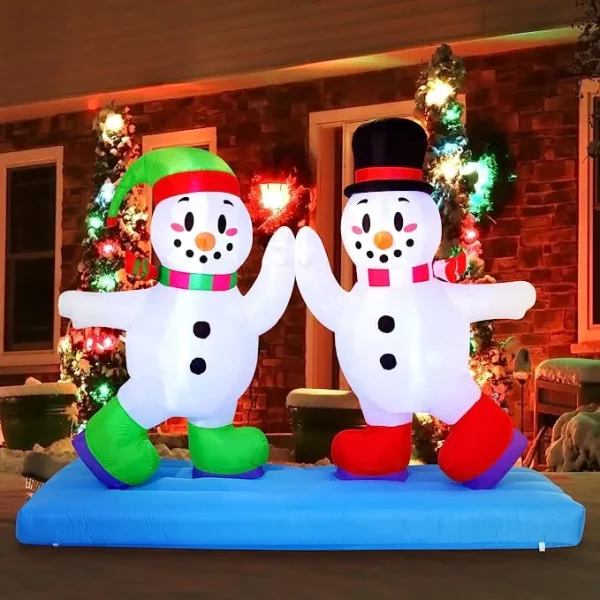 Joiedomi 8ft Inflatable LED High Five Snowman Ice Skating 3 Joiedomi 8ft Inflatable LED High Five Snowman Ice Skating