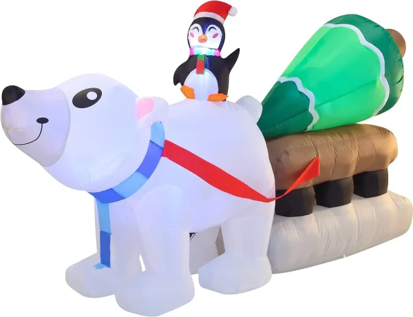 Joiedomi 8ft Long LED Polar Bear Inflatable Decoration 4 Joiedomi 8ft Long LED Polar Bear Inflatable Decoration - Image 2