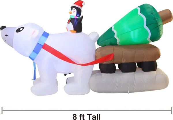 Joiedomi 8ft Long LED Polar Bear Inflatable Decoration 5 Joiedomi 8ft Long LED Polar Bear Inflatable Decoration - Image 3