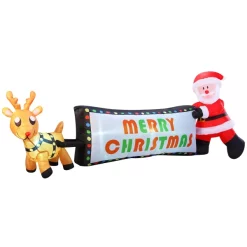 Joiedomi 8ft LED Inflatable Reindeer Pulling Banner With Santa -Christmas Ornaments Sales Store 8ft Reindeer Pulling Banner With Santa Banner Christmas Inflatable 3 result 600x600 1