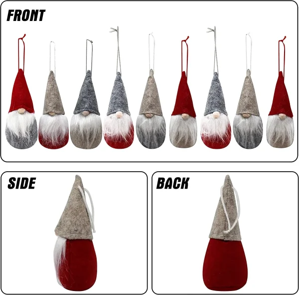 Joyin 9pcs Red And Gray Plush Christmas Gnomes Ornaments 5 Joyin 9pcs Red And Gray Plush Christmas Gnomes Ornaments - Image 3