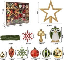 Joiedomi 90pcs Red Green And Gold Christmas Ornaments -Christmas Ornaments Sales Store 90 Pcs Christmas Ornaments with Owl Red Green amp Gold 4 result 600x569 1