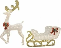 Joiedomi 3D Fabric LED Lighted Reindeer With Sleigh Decorations 5ft -Christmas Ornaments Sales Store 911gvOjf2sL. AC SL1500 600x471 1