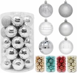 Joiedomi 34pcs Silver Christmas Ball Ornaments
