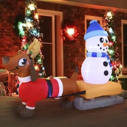 Joiedomi 8ft Long Christmas Inflatable Weiner Dog Yard Decor