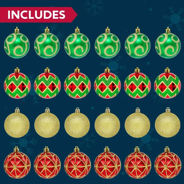 Joiedomi 24pcs Red Green And Gold Christmas Ball Ornaments 8 Joiedomi 24pcs Red Green And Gold Christmas Ball Ornaments - Image 6