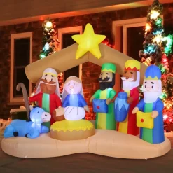 Joiedomi 9ft Inflatable LED Nativity Of Jesus With Three Wiseman