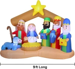 Joiedomi 9ft Inflatable LED Nativity Of Jesus With Three Wiseman -Christmas Ornaments Sales Store 9ft Inflatable LED Nativity of Jesus with Three Wiseman 600x554 1