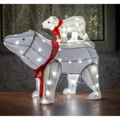 Joiedomi 2pcs LED Christmas Polar Bear Plush Yard Lights