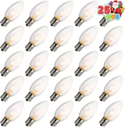 Joiedomi 25pcs C9 Christmas Replacement Light Bulb -Christmas Ornaments Sales Store C9 Incandescent Bulb 25 Packs Christmas Replacement Light Bulb 3 result 600x608 1