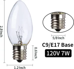 Joiedomi 25pcs C9 Christmas Replacement Light Bulb -Christmas Ornaments Sales Store C9 Incandescent Bulb 25 Packs Christmas Replacement Light Bulb 5 result 600x563 1