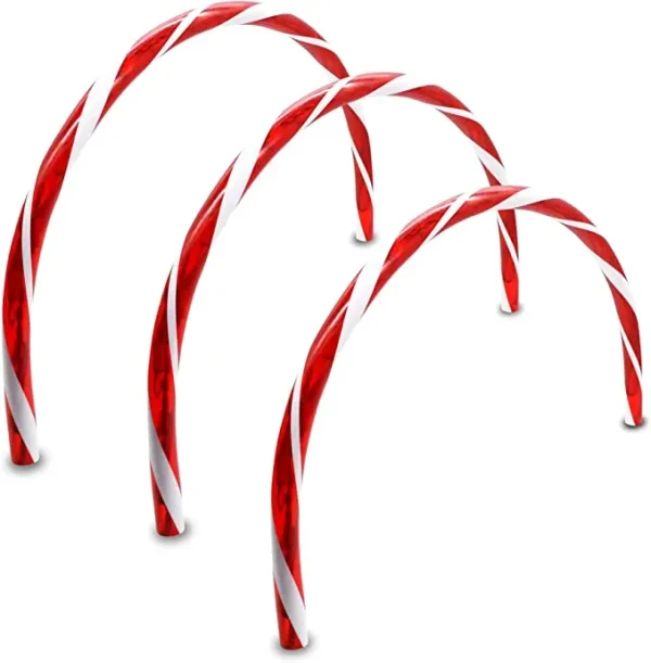 Joiedomi 3pcs Candy Cane Arch Pathway Markers Lights 19.9in 5 Joiedomi 3pcs Candy Cane Arch Pathway Markers Lights 19.9in - Image 3