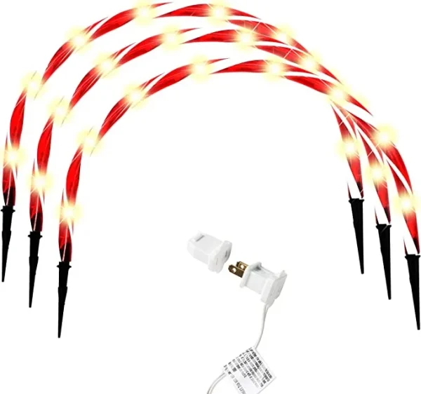 Joiedomi 3pcs Candy Cane Arch Pathway Markers Lights 19.9in 4 Joiedomi 3pcs Candy Cane Arch Pathway Markers Lights 19.9in - Image 2