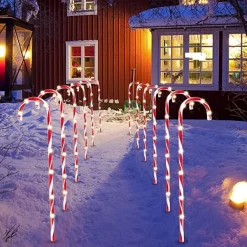 Joiedomi 12pcs Christmas Candy Cane Pathway Lights 28in
