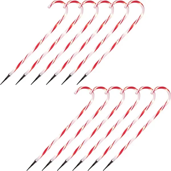 Joiedomi 12pcs Thick Red And White Candy Cane Pathway Lights 28in 6 Joiedomi 12pcs Thick Red And White Candy Cane Pathway Lights 28in - Image 4
