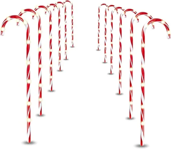 Joiedomi 12pcs Christmas Candy Cane Pathway Lights 28in 5 Joiedomi 12pcs Christmas Candy Cane Pathway Lights 28in - Image 3
