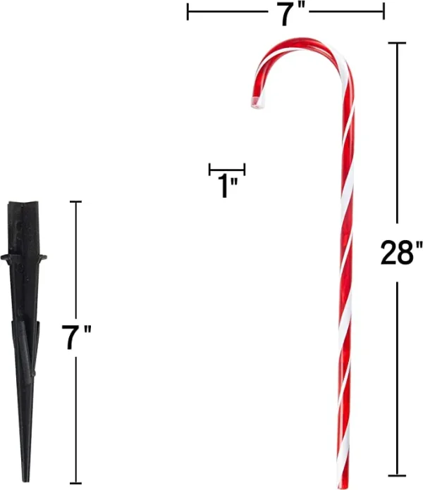 Joiedomi 12pcs Christmas Candy Cane Pathway Lights 28in 8 Joiedomi 12pcs Christmas Candy Cane Pathway Lights 28in - Image 6