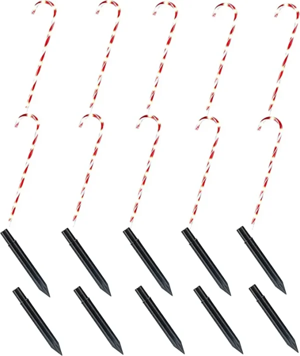 Joiedomi 12pcs Christmas Candy Cane Pathway Lights 28in 6 Joiedomi 12pcs Christmas Candy Cane Pathway Lights 28in - Image 4