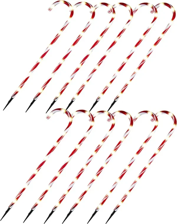 Joiedomi 12pcs Christmas Candy Cane Pathway Lights 28in 4 Joiedomi 12pcs Christmas Candy Cane Pathway Lights 28in - Image 2