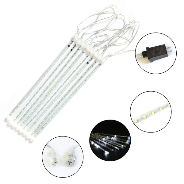 Joiedomi 8 Tubes (12in) White Icicle String Meteor Shower Christmas Lights 4 Joiedomi 8 Tubes (12in) White Icicle String Meteor Shower Christmas Lights - Image 2