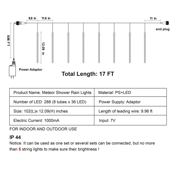 Joiedomi 8 Tubes (12in) White Icicle String Meteor Shower Christmas Lights 5 Joiedomi 8 Tubes (12in) White Icicle String Meteor Shower Christmas Lights - Image 3