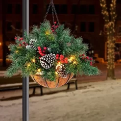 Joiedomi Christmas Pre Lit Hanging Basket 20in