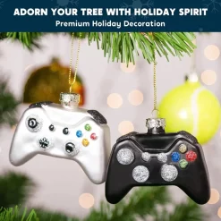 Joyin 2pcs Christmas Glass Game Controller Ornament -Christmas Ornaments Sales Store Christmas Tree Game Controller Ornament Decoration Black and White 3 result 600x600 1