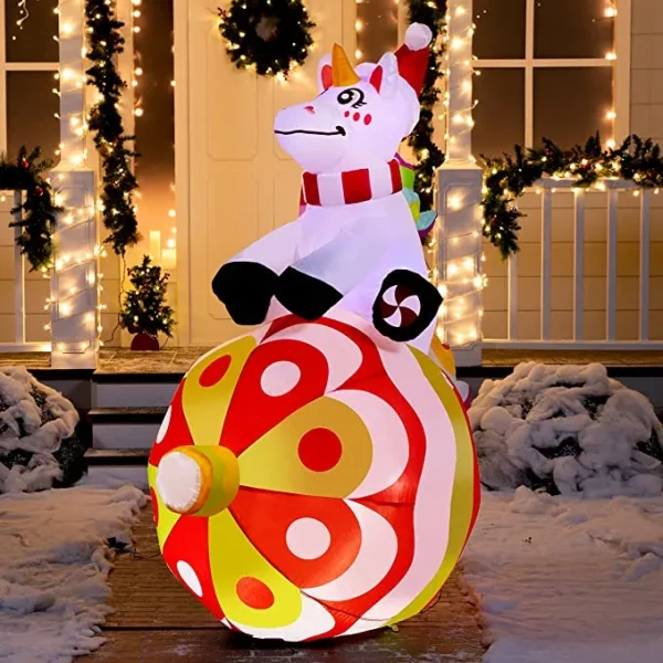 Joiedomi 6ft Christmas Unicorn With Ornaments LED Inflatable Yard Decor 3 Joiedomi 6ft Christmas Unicorn With Ornaments LED Inflatable Yard Decor