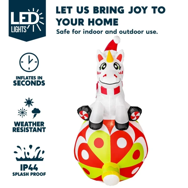 Joiedomi 6ft Christmas Unicorn With Ornaments LED Inflatable Yard Decor 5 Joiedomi 6ft Christmas Unicorn With Ornaments LED Inflatable Yard Decor - Image 3